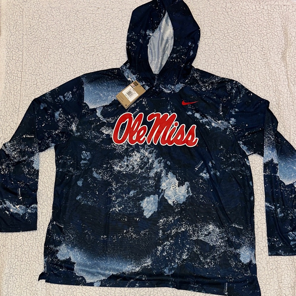 Ole Miss Navy Realtree Nike Lightweight Pullover / Hoodie Tee